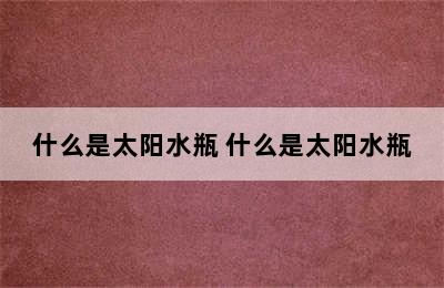 什么是太阳水瓶 什么是太阳水瓶